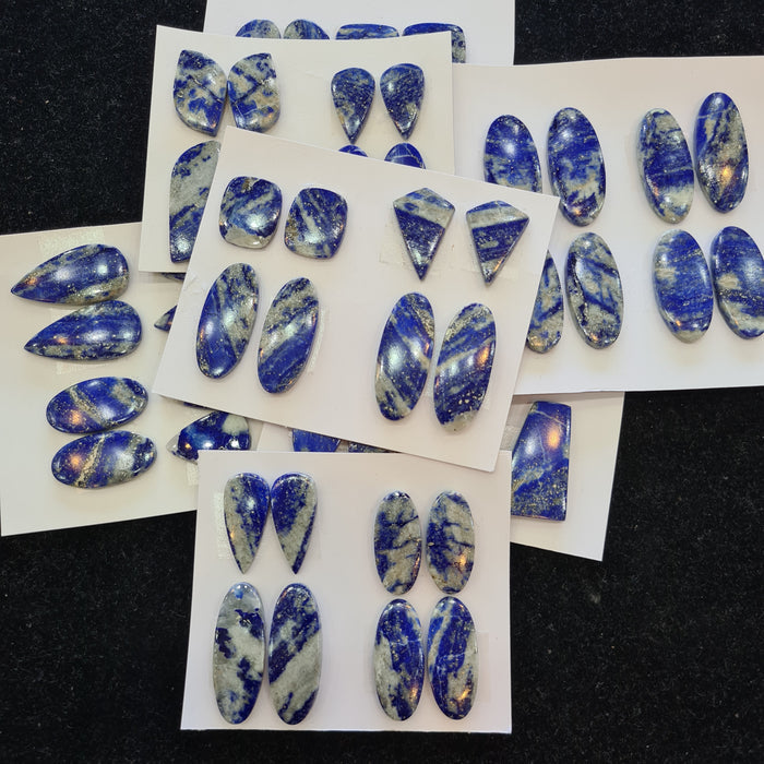 1 Set Natural Lapis Lazuli Cabs Pairs Mix Shape Size: 19-32mm - The LabradoriteKing