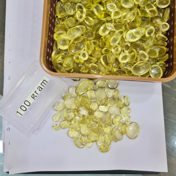 100 Gram of Natural Lemon Quartz Cabochon Gemstone | 40-50pcs - The LabradoriteKing