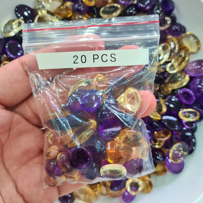 20 Pcs of Amethyst and Citrine cabochons - The LabradoriteKing