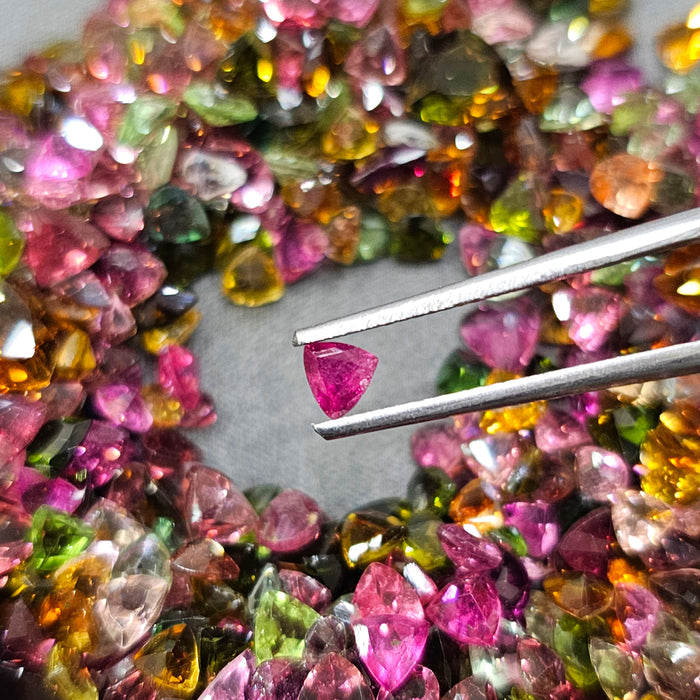 20 Pieces Natural Multi Tourmaline Faceted Gemstones Trillion Shape, 4mm - The LabradoriteKing