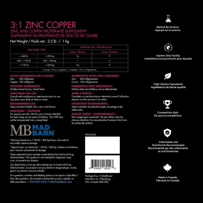 3:1 Zinc to Copper  - Organic Trace Mineral Blend 1Kg 🍁 MadBarn