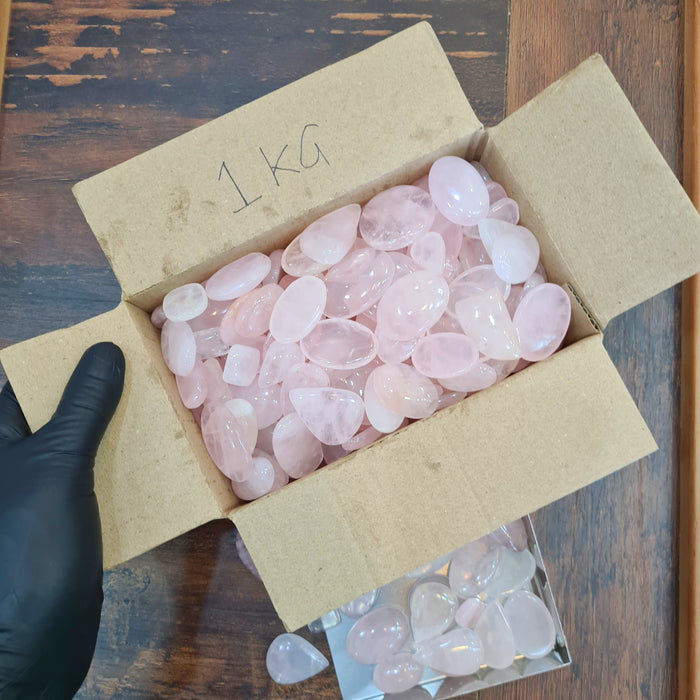 1KG of  Natural Rose Quartz Cabochon Uncoated Mix Shape | 1 to 4 Inches - The LabradoriteKing