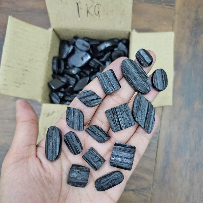 1 KG Natural Black Tourmaline Flat Backs | 100-120pcs - The LabradoriteKing