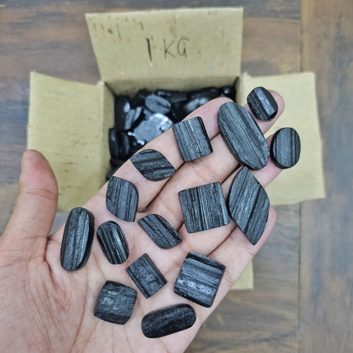1 KG Natural Black Tourmaline Flat Backs | 100-120pcs - The LabradoriteKing