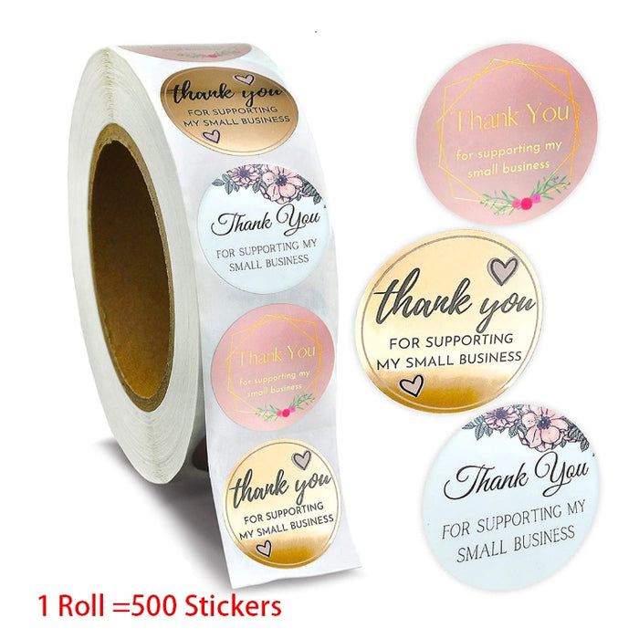 500 piece roll -  Thank you stickers - 1.5 inch in size