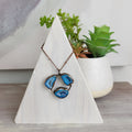 Agate Geode Slice Three Stone Necklace with Chain