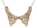 Antique Finished Modern Cuff Style Collar Necklace With Floral Center