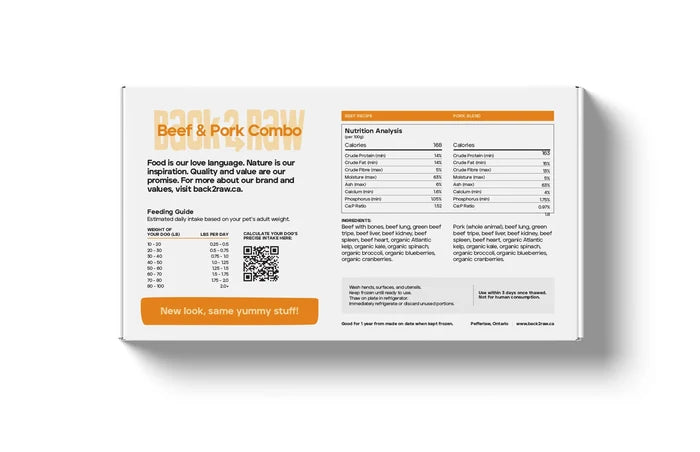 Back2Raw™🍁 12lb Complete Beef Recipe & Pork Blend Frozen Dog Food