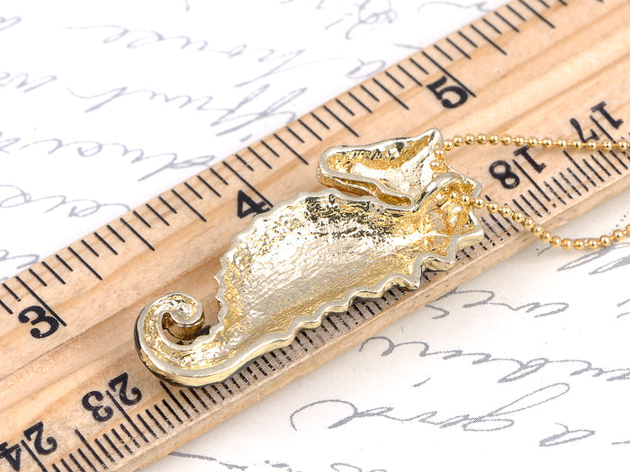 Blue Nautical Ocean Seahorse Pendant Necklace