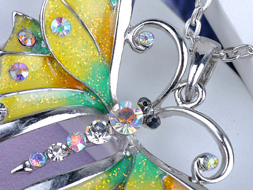 Bright Yellow Enamel Painted Butterfly Dragonfly Pendant Necklace - ALILANG.COM