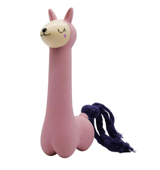 Bud'Z🍁 Pink Llama with Pink Tail Latex Dog Toy