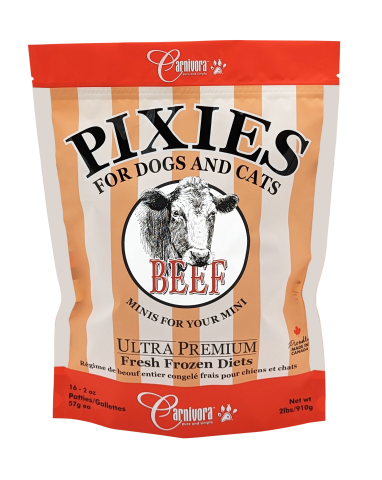 Carnivora 🍁 Beef Pixies for Dogs & Cats 2lb/2oz Patties