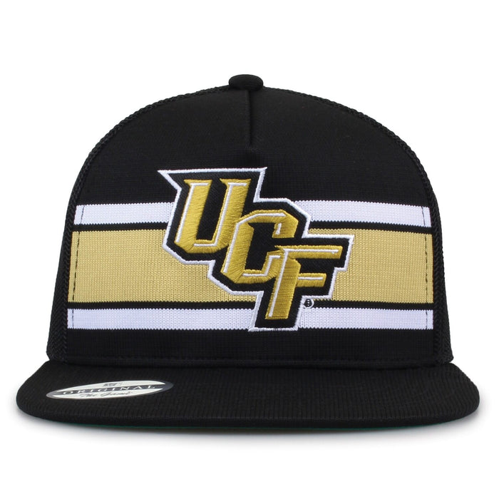 University of Central Florida Class of '92 trucker hat, front view with embroidered logo and stripes