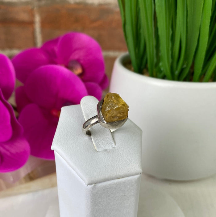 Citrine Rough sterling silver Ring (sized)