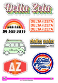 Delta Zeta Retro Sticker Sheet