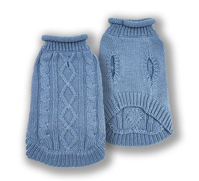 DOGGIE-Q Cornflower Double Knit Mock Sweater