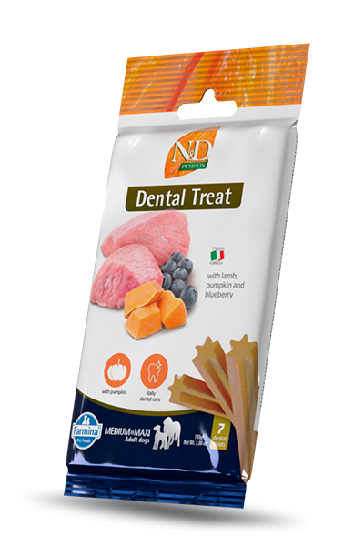 Farmina N&D Dental Treat with Lamb, Pumpkin & Blueberry Med/Maxi Adult Dogs 7 Pack