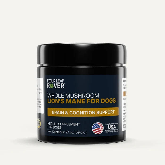 Four Leaf Rover Lion's Mane Organic Mushroom Extract - 60 Day Large Dog Supply 1.2oz