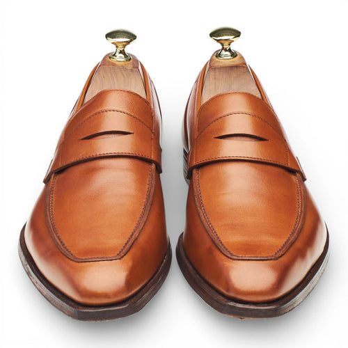 'George' Tan Brown Leather Loafers UK 7.5 E