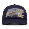 Georgia Tech Yellow Jackets Original Heritage Script Snapback in navy, front view showing embroidered school script