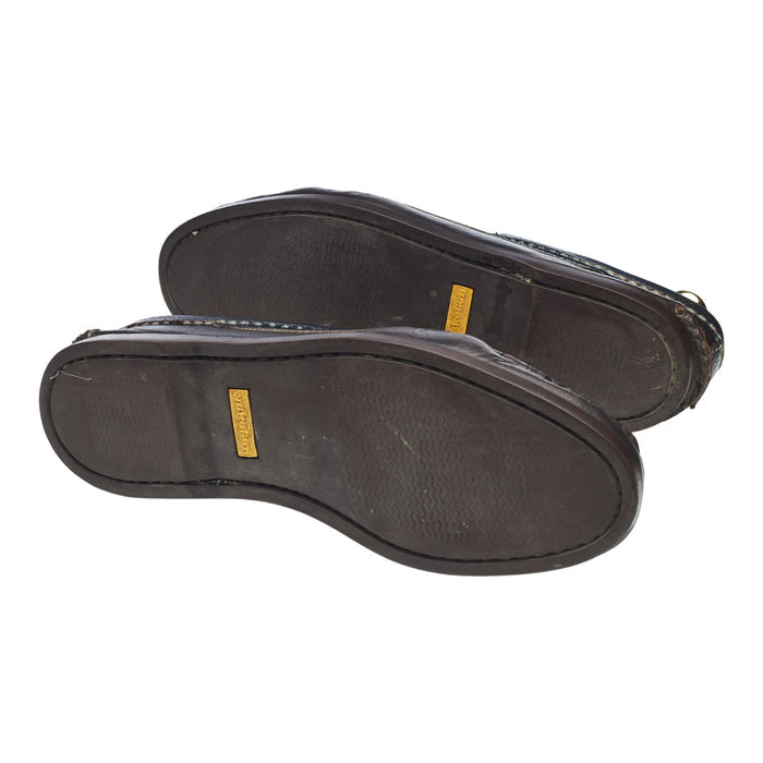 'Ghillie Moc' Dark Brown / Navy Blue Leather Boat Shoes UK 7 US 8 E