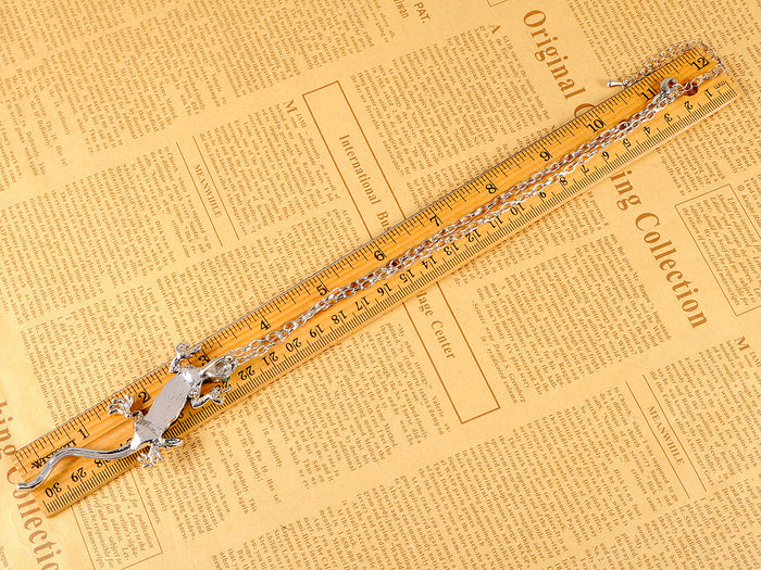 Green Resin Bead Body Water Gecko Lizard Pendant Necklace - ALILANG.COM