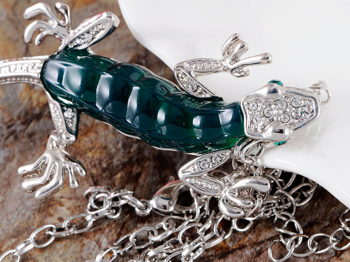 Green Resin Bead Body Water Gecko Lizard Pendant Necklace - ALILANG.COM