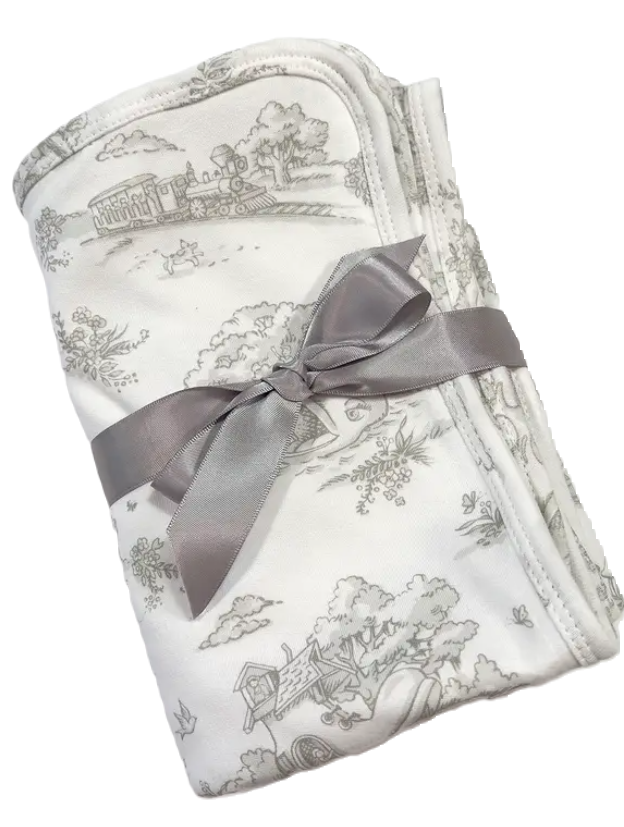 Grey Patterned Stroller Blanket