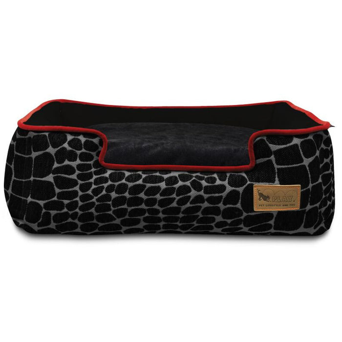 KALAHARI BROWN GIRAFFE/SANGRIA LOUNGE DOG BED, Beds - Bones Bizzness