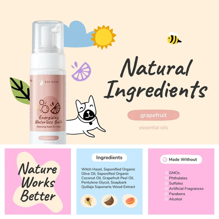 Kin + Kind Energizing Waterless Bath - Grapefruit - 8oz