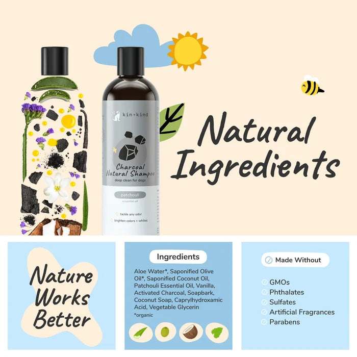 Kin+Kind Charcoal Shampoo - Patchouli 12oz