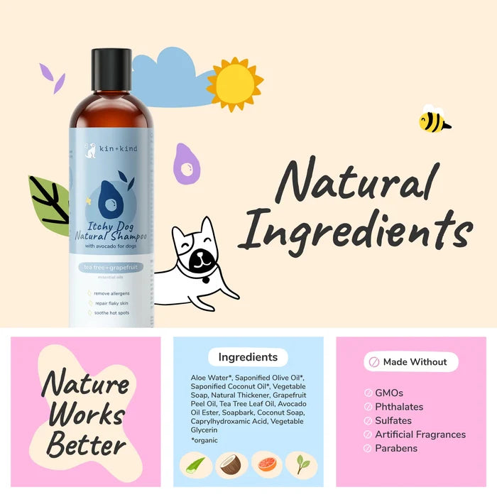 Kin+Kind Itchy Dog Shampoo - Tea Tree & Grapefruit 12oz