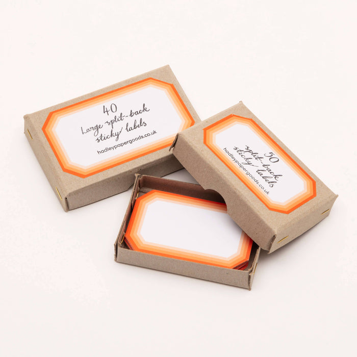 Large Geometric Orange Labels
