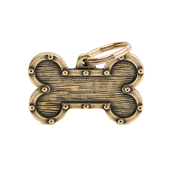 LARGE My Family Bronx  English Brass Bone- Engravable ID Tag