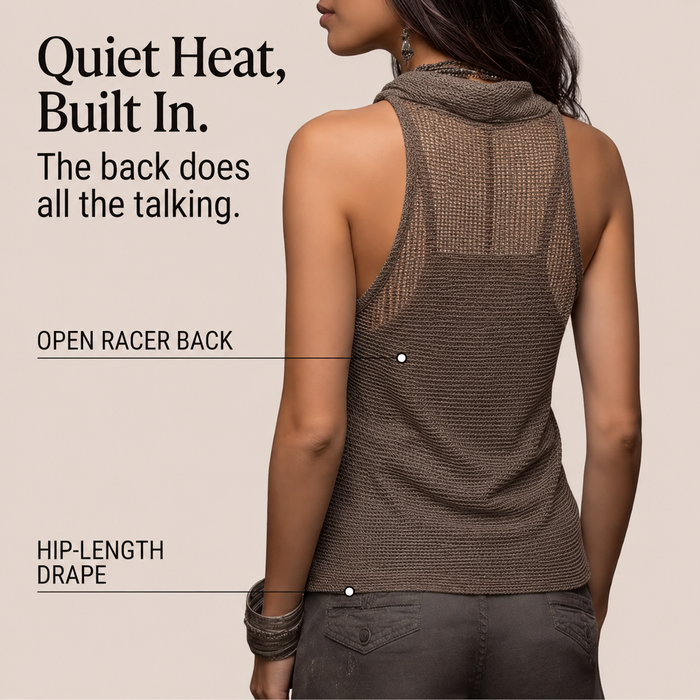 Lunessa – Draped Cowl-Neck Knit Halter Top
