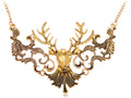 Moose Head Chain Necklace With Deately Painted Black Accents