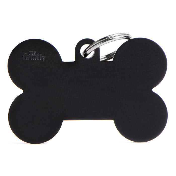 My Family Basic Bone Black  - Engravable ID Tag