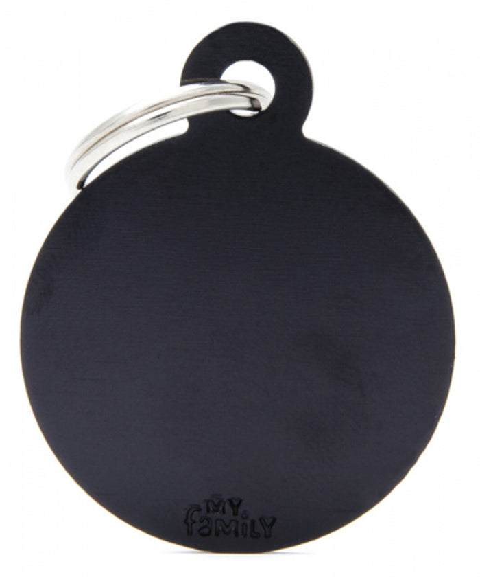 My Family Basic Round Black - Engravable ID Tag