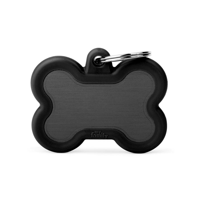 My Family Black Hushtag Bone - - Engravable ID Tag