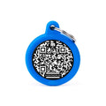 My Family Blue Circle Hushtag Plus QR Code- Engravable ID Tag