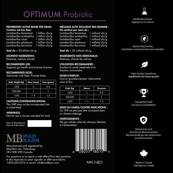 Optimum Probiotics - High-Potency 5-Strain Probiotic  🍁MadBarn