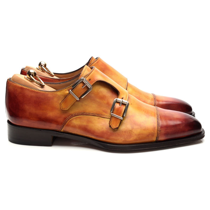 'Palermo' Tan Brown Leather Double Monk Strap UK 10 US 11