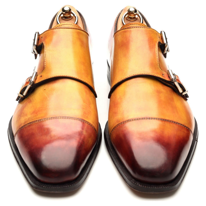 'Palermo' Tan Brown Leather Double Monk Strap UK 10 US 11