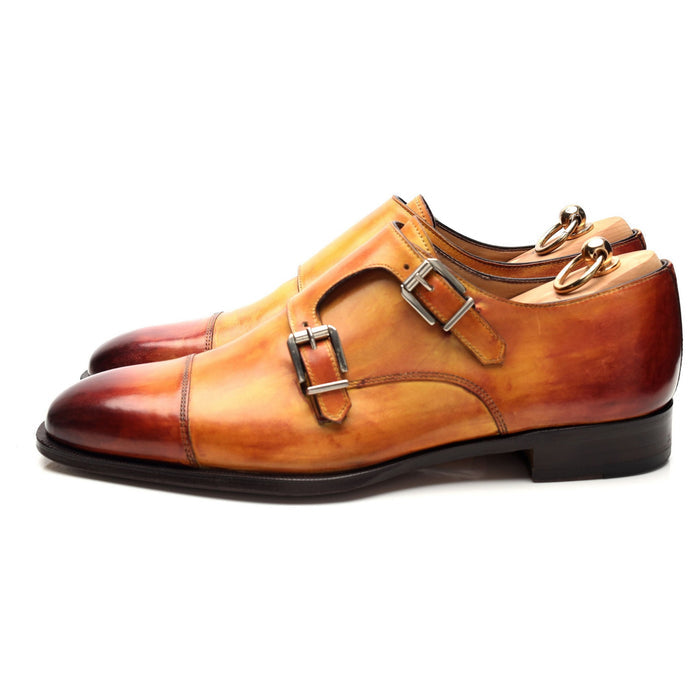 'Palermo' Tan Brown Leather Double Monk Strap UK 10 US 11