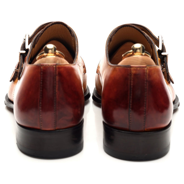 'Palermo' Tan Brown Leather Double Monk Strap UK 10 US 11