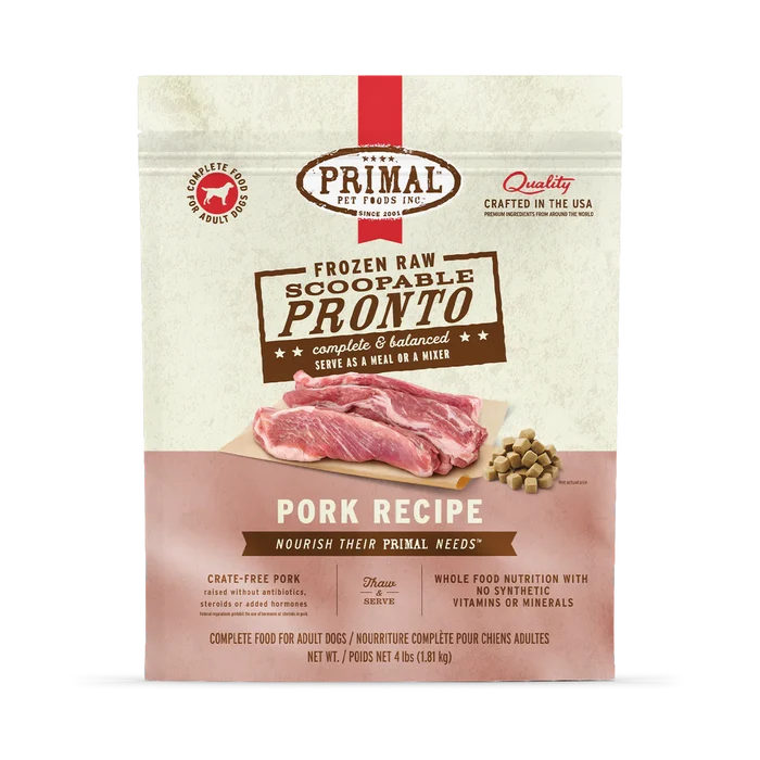 Primal Frozen Pork Pronto Formula for Dogs 4lb