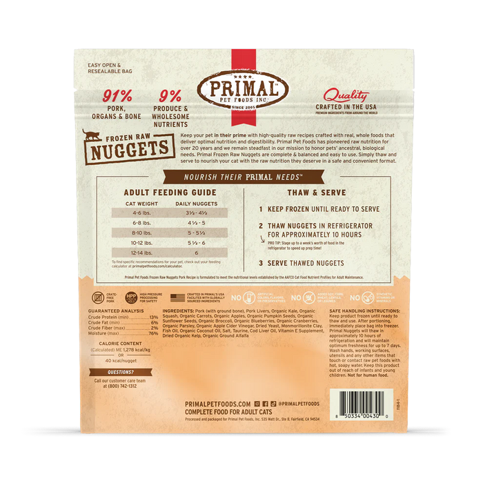 Primal™ Frozen Raw Nuggets Pork Recipe Cat Food 3lb