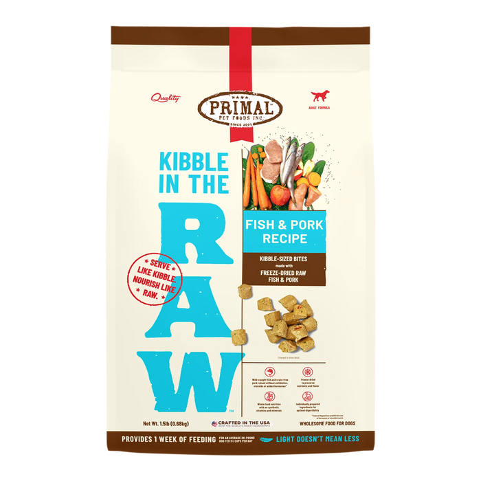 Primal Kibble in the Raw Fish & Pork  Recipe for Dogs