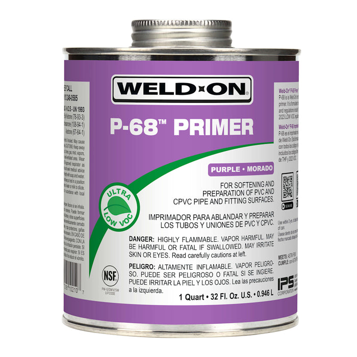 IPS PVC  Primer, 1 Quart Metal Can P-68 Series Low VOC Purple