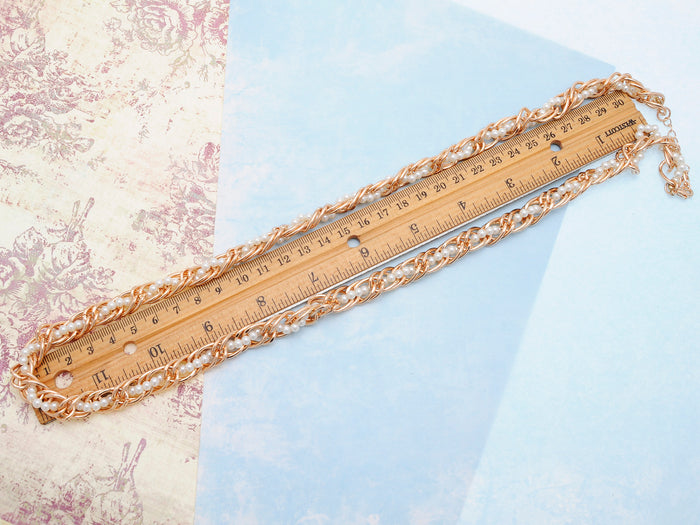 Rope Style Chain Intertwined With Strand Of Pearls